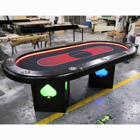 YH Texas Poker Table Casino Jeux Table de jeu de poker en bois personnalisée avec lumière LED