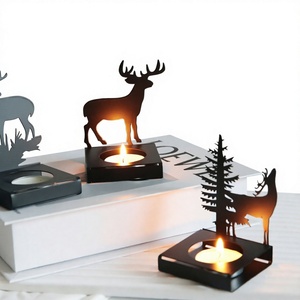 Support de bougie chauffe-plat en métal en forme de cerf de Noël, support décoratif en forme de renne, décoration de table sur le thème de la forêt, cadeau de Noël, accent décoratif pour la maison - Product Image 4