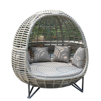 KENVY Mobilier d'extérieur rond moderne Jardin Hôtel Daybed Chaises longues Nid d'oiseau Oeuf Chaise avec matériau en rotin plastique