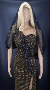 <span class=keywords><strong>Robe</strong></span> longue plissée noire élégante à une épaule <span class=keywords><strong>pour</strong></span> femme, idéale <span class=keywords><strong>pour</strong></span> les cérémonies <span class=keywords><strong>de</strong></span> mariage - Product Image 2