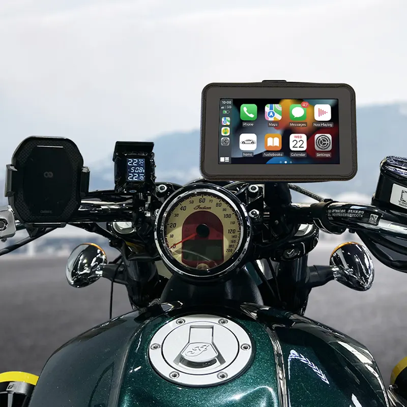 Écran étanche pour moto Carplay IPX7, 5 pouces, GPS, navigateur, moniteur de navigation pour moto avec Android Auto