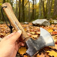 Hache tactique en acier au carbone avec manche en bois, qualité industrielle DIY pour le camping, la survie et la coupe du bois en foresterie