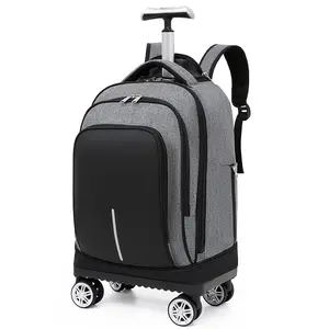 Kunden spezifisch bedruckter Trolley School bag Roll rucksack mit Rädern für Männer Frauen Reise Laptop Rucksack Handgepäck Schule