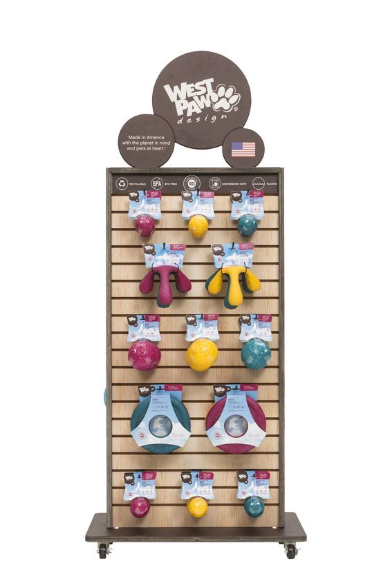 Apache Customized Wooden Display Rack Pet Toy Treats Display Stand Pegboard With Hook for Cat Dog Shop Store — view 2
