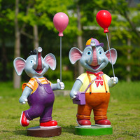 Sculpture d'éléphant en fibre de verre peinte à la main, 42x38x120CM, pour aire de jeux, parc, zone panoramique, animal de dessin animé, populaire sur Internet, idéale pour les photos en extérieur