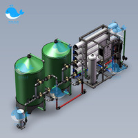 Machine de purification d'eau minérale par osmose inverse 220V équipement de traitement d'eau pure avec pompe et PLC pour usine de stockage d'eau