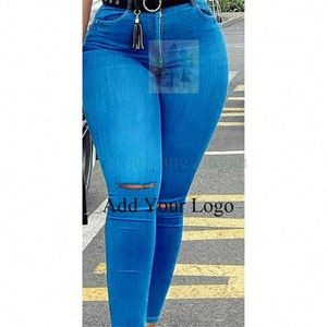Jean skinny noir déchiré taille haute <span class=keywords><strong>sexy</strong></span> pour femme - Product Image 2