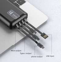 Câble intégré personnalisé 4 en 1 Chargeur portable promotionnel 10000mAh 20000mAh Chargeur de batterie de banque d'alimentation mobile Powerbank Chargeur de batterie