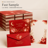 Ensemble de papeterie personnalisée avec papier à lettres floral brillant, enveloppe, carte de vœux, invitation de mariage, anniversaire, OEM ODM, cadeau