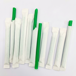 Green <b>Biodegradable</b> <b>Paper</b> Straws Individually Wrapped 200mm Disposable Straws for Party Minimalist Style 8mm Inner Diameter - Product Image 1