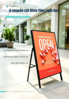 Boîte à lumière LED décorative à cadre en aluminium, haute luminosité, pour intérieur/extérieur, présentoir de poster sur pied pour la publicité en magasin