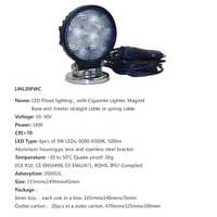 Projecteur LED à base magnétique 10-30V, 18W 500lm, lampe de travail avec allume-cigare et câble de 3m, IP67 ECE R10 pour camion