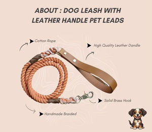 Guinzaglio per Cani Modern Classics con Impugnatura in Pelle, Corda in Nylon Ecologica, Accessori per Animali Domestici - Product Image 6