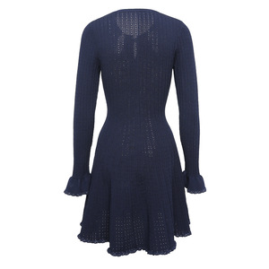 Nouvelle Robe Tricotée à Manches Longues et Col Rond, Style Petite Fleur Parfumée, Finition Soignée, Fleurs en Relief, Creuses et Légères, Collection Automne 2026 - Product Image 4
