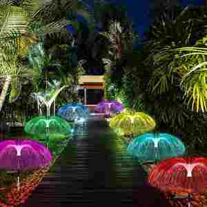 Lámpara de Fibra Óptica con Forma de Medusa, Resistente al Agua IP65, Lámpara Solar LED para Decoración de Jardín y Césped, Lámpara de Fibra de Vidrio - Product Image 6