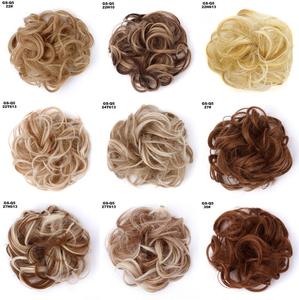 Bollo de pelo extensiones de ondulado rizado desordenado Donut Chignons pelo peluca cabello desordenado bollos - Product Image 6
