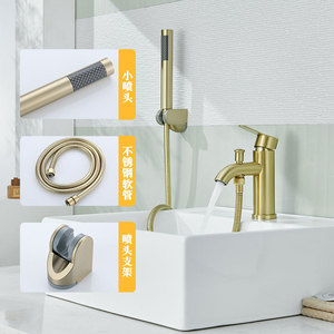 Single Handle Basin Faucet Set Stainless Steel Single Hole <b>Deck</b> Mounted With Shower Head Ceramic Valve Core - Product Image 3