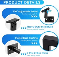 Supports de main courante réglables pour escalier, support de main courante noir, supports de main courante muraux pour escalier