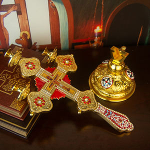 HT东正教天主教耶稣受难像十字架，带烛台耶稣装饰基督雕像 & 教堂家庭餐桌装饰雕像 - Product Image 2