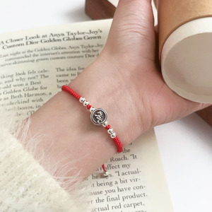 Yinruitai 925 Sterling Silver Pony <b>Red</b> Rope <b>Bracelet</b> Korean Style Zodiac Charm Unisex Gift Fashion String <b>Bracelet</b> - Product Image 1