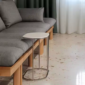 Mesa auxiliar de mármol en forma de C moderna de lujo, niveladores ajustables para cabecera o entrada, suministro a granel, muebles de sala de estar - Product Image 4