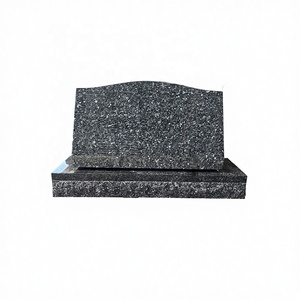 Monument funéraire vertical de style américain en granit bleu nacré poli sur mesure avec base en serpentine - Product Image 4