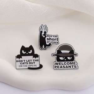 เข็มกลัดรูปสัตว์การ์ตูน น่ารัก สีดำ ดีไซน์เก๋ ของตกแต่งเสื้อผ้า ของขวัญสุดพิเศษ ทำจากโลหะผสมสังกะสีแบบจีน - Product Image 3