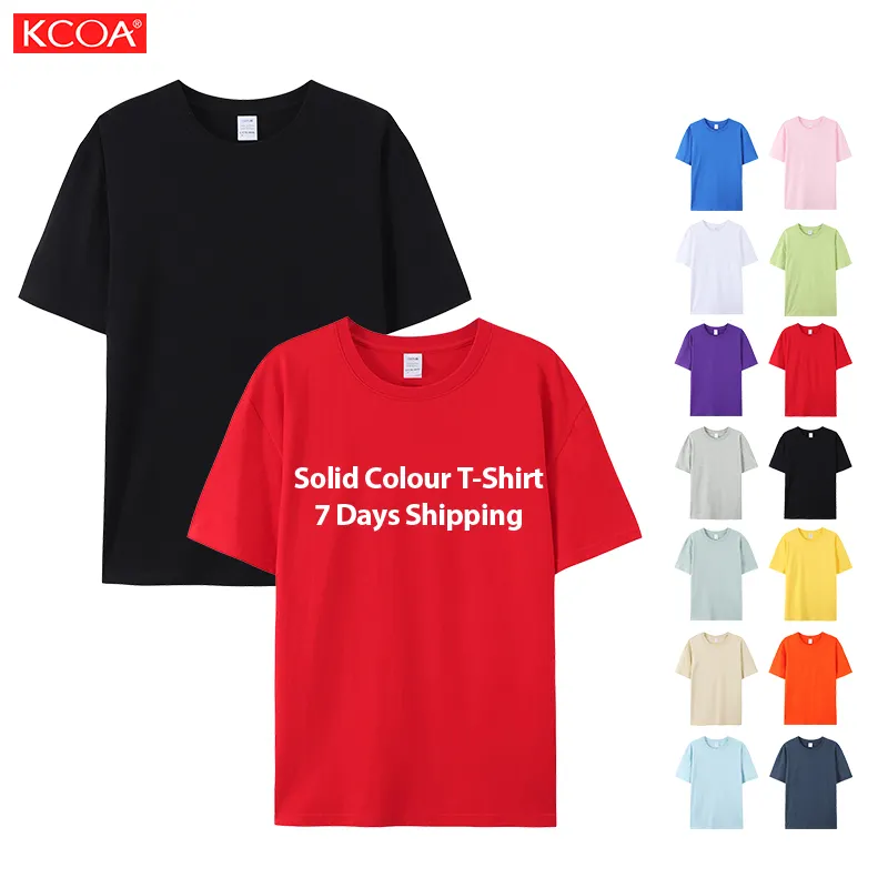 남성과 여성을위한 도매 사용자 정의 빈 코튼 셔츠 단색 옵션 T 셔츠