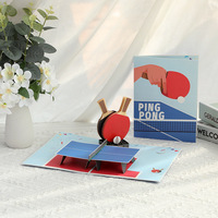 Carte de vœux pliante rectangulaire créative en papier, artisanat promotionnel, cadeau 3D pop-up, balle de ping-pong émulée, anniversaire