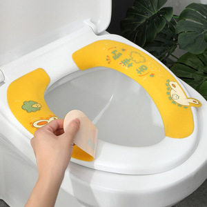 Cute Printed Toilet Seat Cover Non Woven Fabric Four Seasons Home Use Cartoon Design Sticky Cushion - Product Image 2
