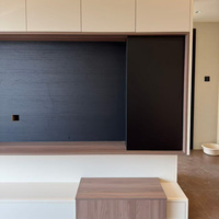Meuble TV moderne sur mesure avec rangement intégré, unité murale multimédia flottante pour salon