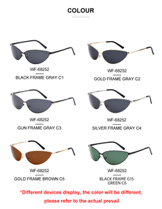 Commercio all'ingrosso Y2K Designer <span class=keywords><strong>occhiali</strong></span> <span class=keywords><strong>da</strong></span> <span class=keywords><strong>sole</strong></span> <span class=keywords><strong>da</strong></span> <span class=keywords><strong>donna</strong></span> Custom Logo UV400 Full Rim marca moda grigio oro metallo cerniera a molla - Product Image 5
