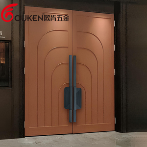 Maniglia per Porta Quadrata a Doppia Linea Personalizzata, Minimalista Nero Opaco, per Ingresso Hotel, Maniglia Grande per Porta - Product Image 3