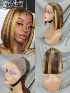 Venta caliente 10-16 pulgadas P4/27 recto 13x4 Cierre encaje Bob peluca doble dibujado cabello humano vietnamita al por mayor pelucas de Color Piano - Product Image 4
