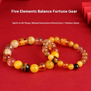 Bracelet Mala en Cristal Naturel Cinq Éléments avec Design Dieux de la Richesse, Bijou Porte-Bonheur Tendance - Product Image 2