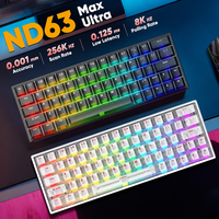 Keyboard Gaming Mekanik ND63 Ultra/Max dengan Sakelar Magnetik, Rapid Trigger 8000Hz, 68 Tombol, RGB Backlit, Gasket untuk PC Esports