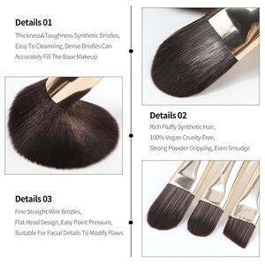 Envío <span class=keywords><strong>Gratis</strong></span>, Juego <span class=keywords><strong>de</strong></span> 12 Brochas <span class=keywords><strong>de</strong></span> Maquillaje con Mango <span class=keywords><strong>de</strong></span> Madera Marrón y Virola Dorada, Ecológicas, con Logotipo Personalizado - Product Image 3