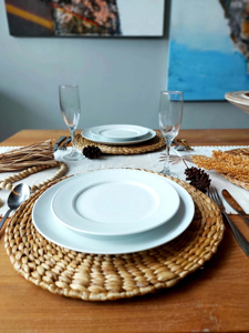 Manteles Individuales Redondos Artesanales de Jacinto de Agua, Decoración de Mesa Tejida Sostenible, Manteles de Paja Natural Aislantes del Calor para el Hogar y Bodas - Product Image 6
