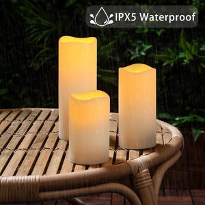 Set 3 <b>Moving</b> 3D Flame LED Pillar Candles Customizable Logo Battery Operated Button Controlled Eco-Friendly Home Decoration - Product Image 4