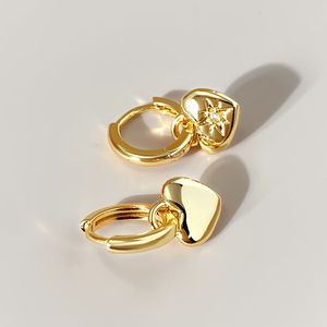 ต่างหูห่วงชุบทองทันสมัยสำหรับผู้หญิงต่างหูรูปหัวใจนำโชครูปดาวเหนือสุดทันสมัย - Product Image 5