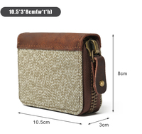 Gaya antik dompet koin kanvas dan kulit tahan air tempat kartu ID bisnis dengan ritsleting Dekat dompet pria