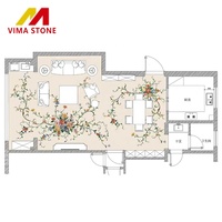 Populaire vente chaude villa escalier fleur marbre jet d'eau plancher médaillon marbre incrustation conceptions motif couloir escalier