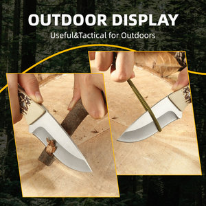 Coltello a lama fissa professionale di alta qualità con manico in acciaio inossidabile per caccia alla sopravvivenza all'aperto - Product Image 6