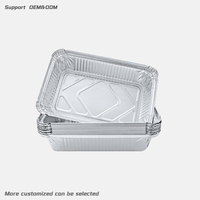 Conteneur rectangulaire jetable en aluminium de 800 ml, 210x140x50mm, résistant au four, pour emballage alimentaire à emporter et préparation de repas - Vente en gros