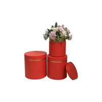 Kotak Bunga Kaku Buatan Tangan dari Karton, Set Tiga Buah Bentuk Ember Bulat, untuk Hari Valentine, Ulang Tahun, untuk Toko Bunga