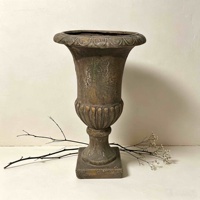 Urne à fleurs MGO vintage, style romain, pot à fleurs en relief, vase décoratif rustique pour plantes vertes d'intérieur et d'extérieur