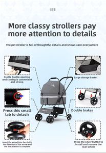 Nouveau chariot de transport métallique pour animaux de compagnie 2026, à fixer sur voiture, 4 roues, pliable, détachable, écologique, toutes saisons, pour chats et chiens, pour les voyages en autonomie - Product Image 6