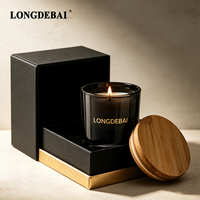 Conteneur de bougie rond vide de luxe personnalisé, 8oz, 10oz, 12oz, 14oz, 16oz, récipients en verre, pots à bougies noirs avec couvercle et emballage en boîte