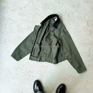 Veste de travail en toile de canard pour homme, personnalisée en usine, avec col en cuir et fermoir mousqueton, pour pompiers, vêtement de travail vert - Product Image 3