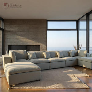 विला के लिए लिविंग रूम कॉर्नर फीचर के लिए इनडोर टू-सीटर मॉडुलर फैब्रिक सेशनल सोफा सेट - Product Image 5